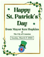 Happy St. Patrick's Day from Mayor Ken Hopkins